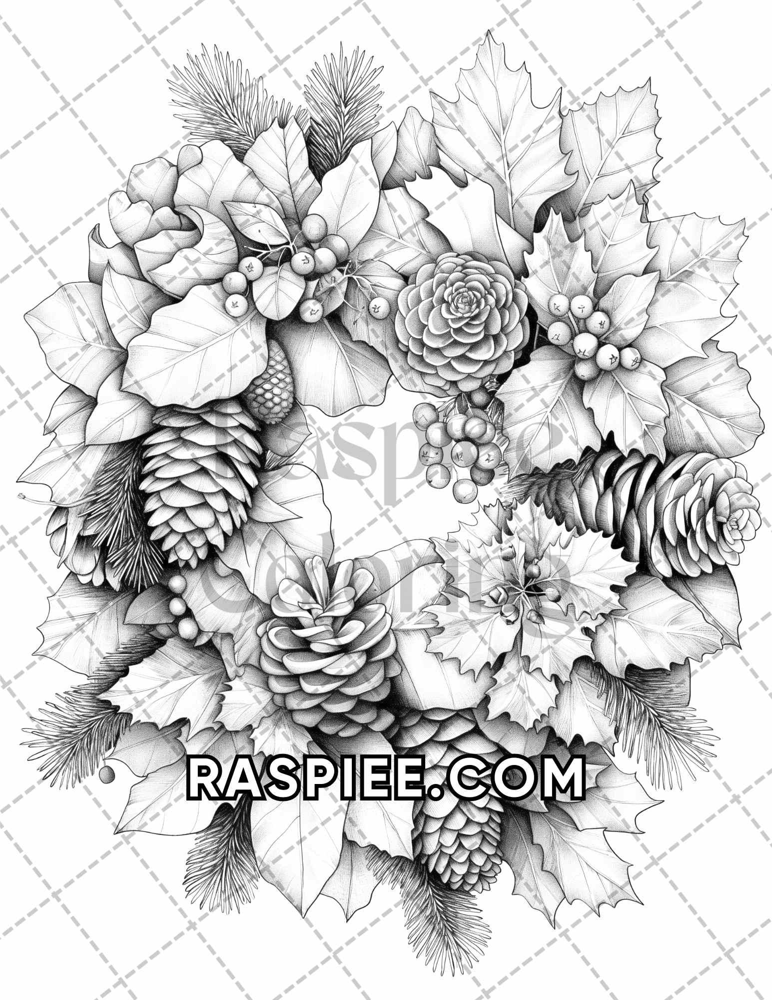 60 Relaxing Autumn Grayscale Adult Coloring Pages Printable PDF Instant Download