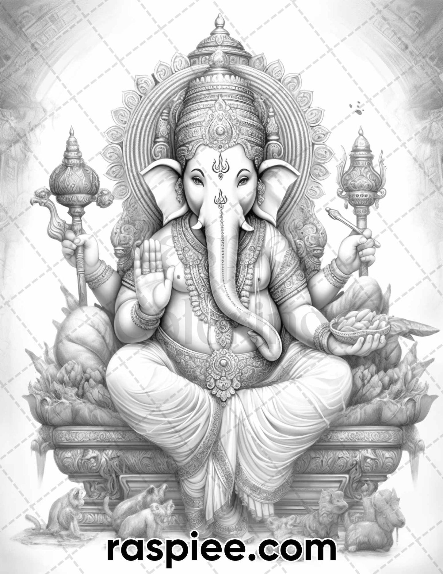52 Mythology Gods Grayscale Coloring Pages for Adults, Printable PDF Instant Download