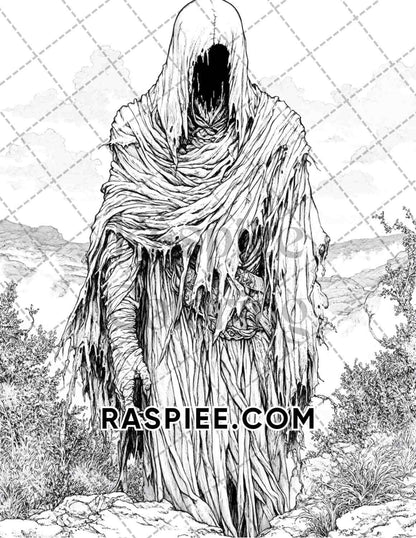 Nightmarish Creatures Halloween Adult Coloring Pages Printable PDF Instant Download