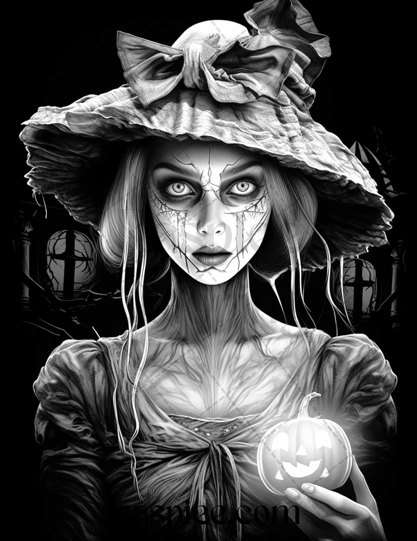 60 Halloween Victorian Era Grayscale Coloring Pages Printable for Adults, PDF File Instant Download