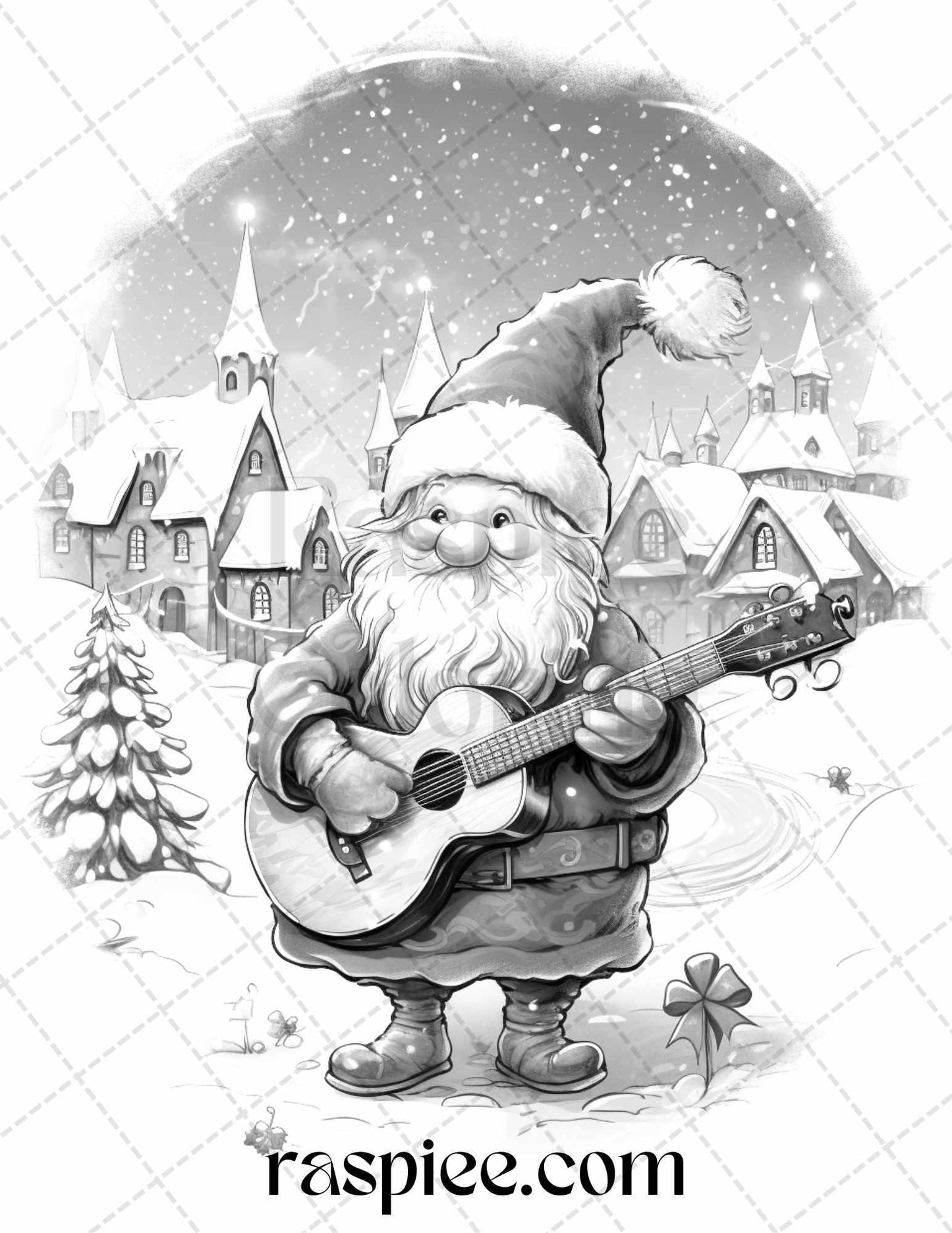 60 Christmas Gnomes Grayscale Coloring Pages Printable for Adults and Kids, PDF File Instant Download