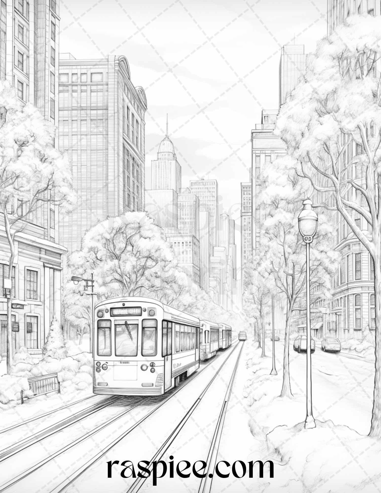 Winter Scenery Grayscale Coloring Pages Printable, Relaxing Snowy Landscapes, PDF File Instant Download