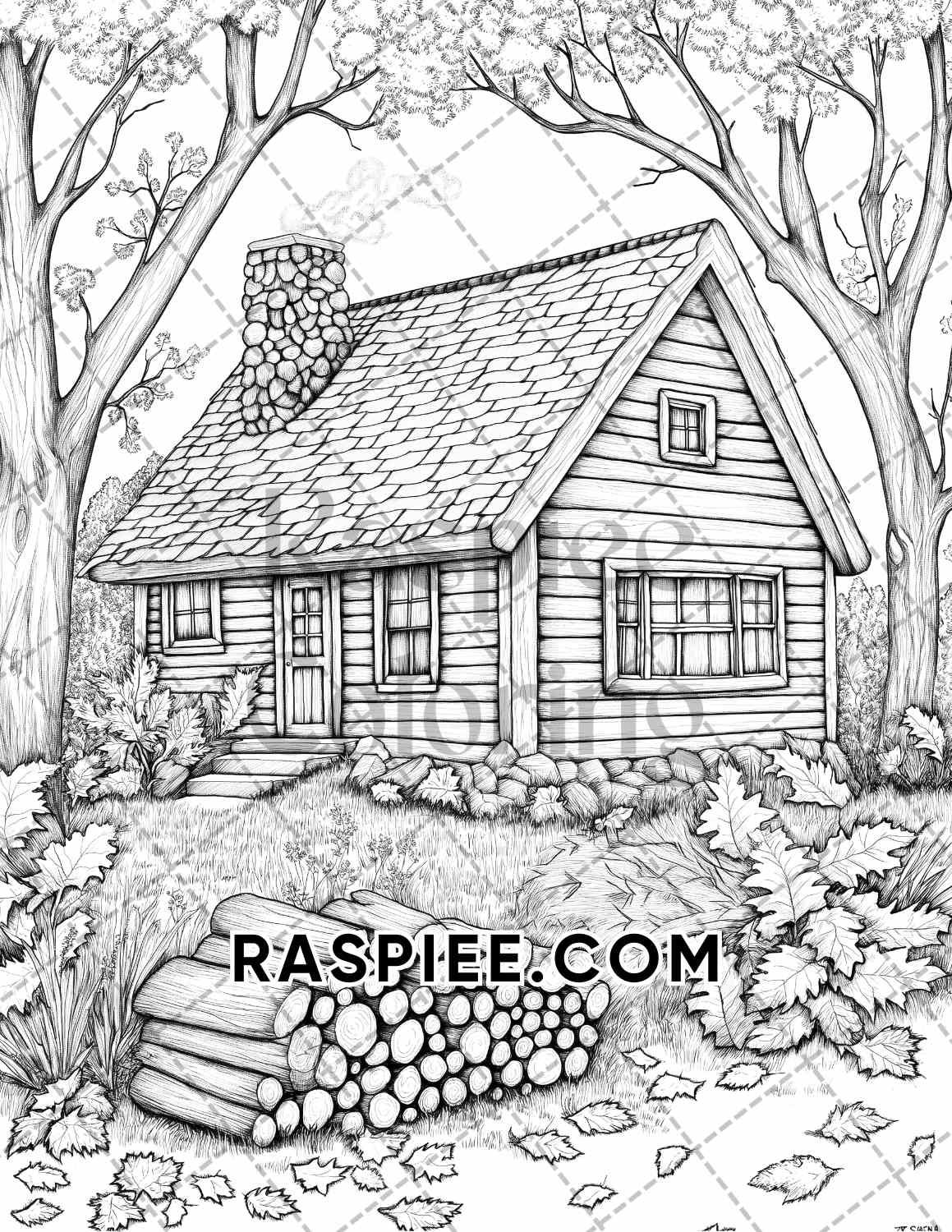 Autumn Charm Adult Coloring Pages Printable PDF Instant Download