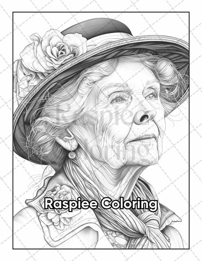 50 Victorian Portrait Adult Coloring Pages Printable PDF Instant Download