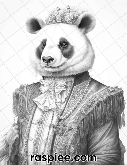 80 Gothic Animals Grayscale Adult Coloring Pages, Printable PDF Instant Download