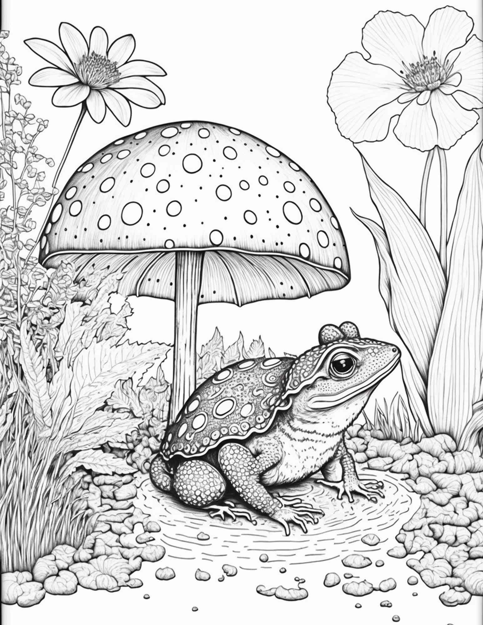 100 Mushroom Forest Coloring Pages Printable for Adults and Kids, Grayscale Coloring Book, Printable PDF File Instant Download