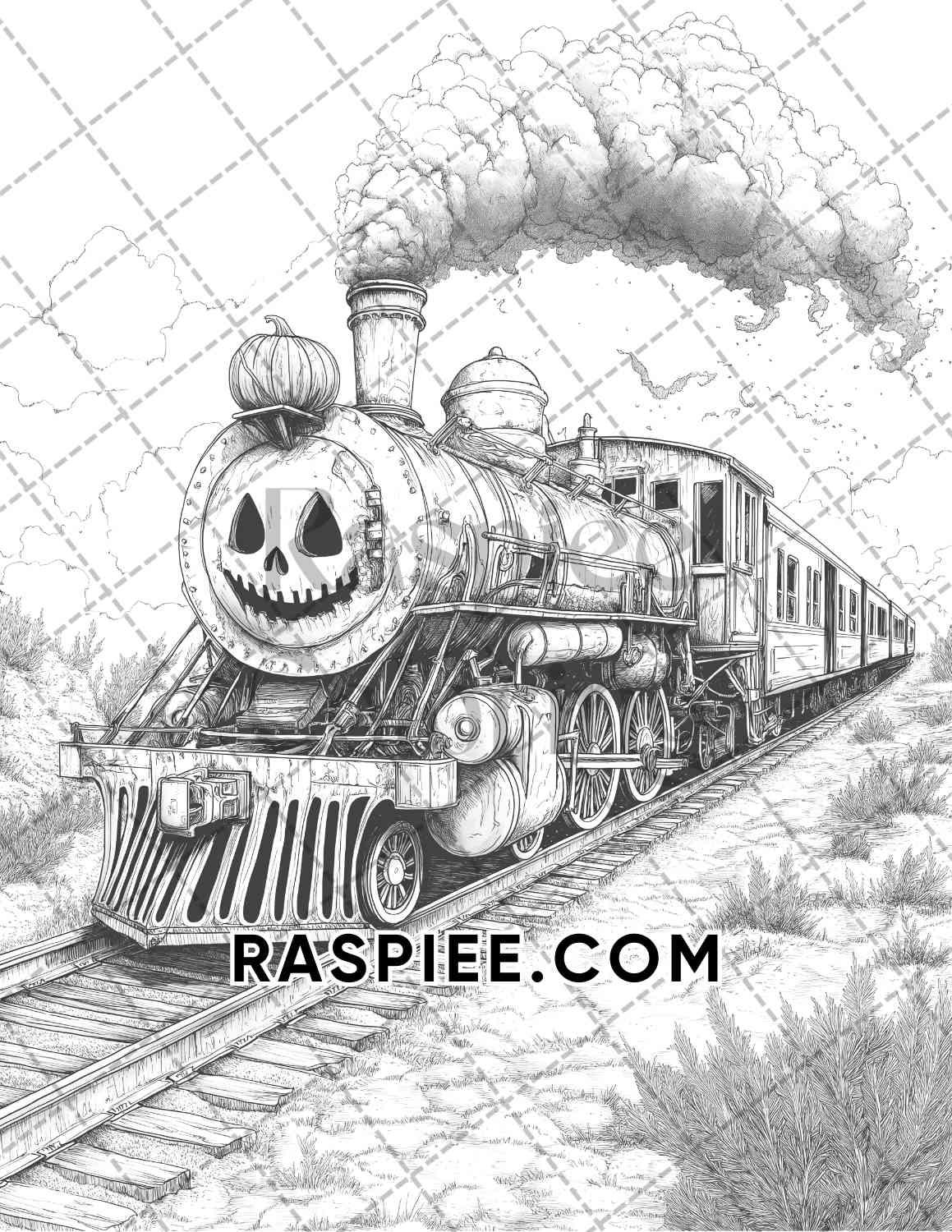 Halloween Surreal Adult Coloring Pages Printable PDF Instant Download
