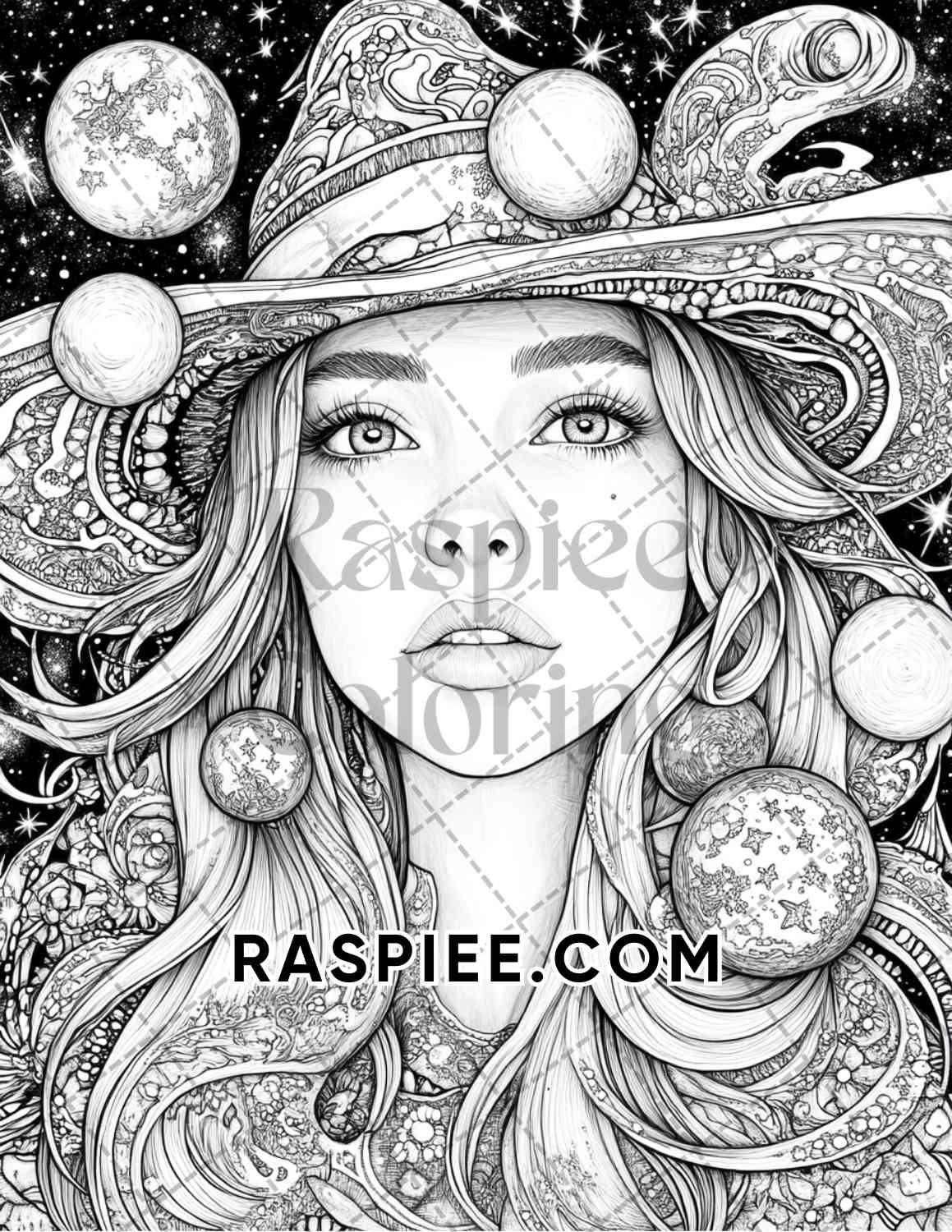 Enchanted Witches Adult Coloring Pages Printable PDF Instant Download