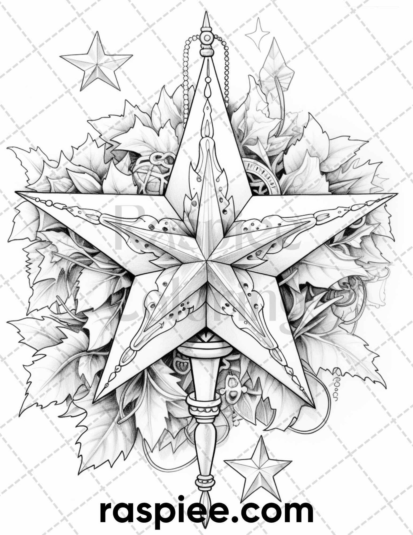 60 Merry Christmas Grayscale Coloring Pages Printable for Adult, Holiday Relaxation Art, PDF File Instant Download