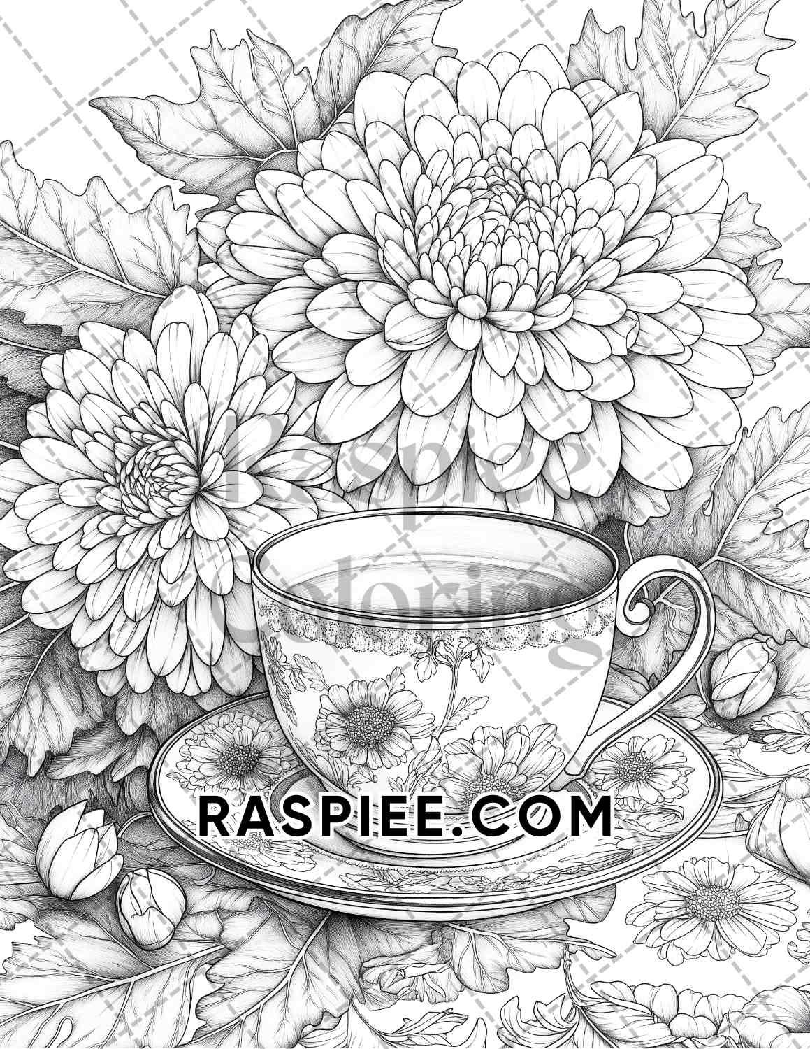 Fall Flowers Adult Coloring Pages Printable PDF Instant Download