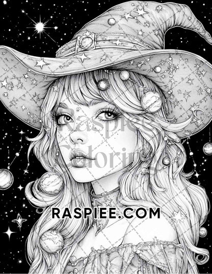 Enchanted Witches Adult Coloring Pages Printable PDF Instant Download