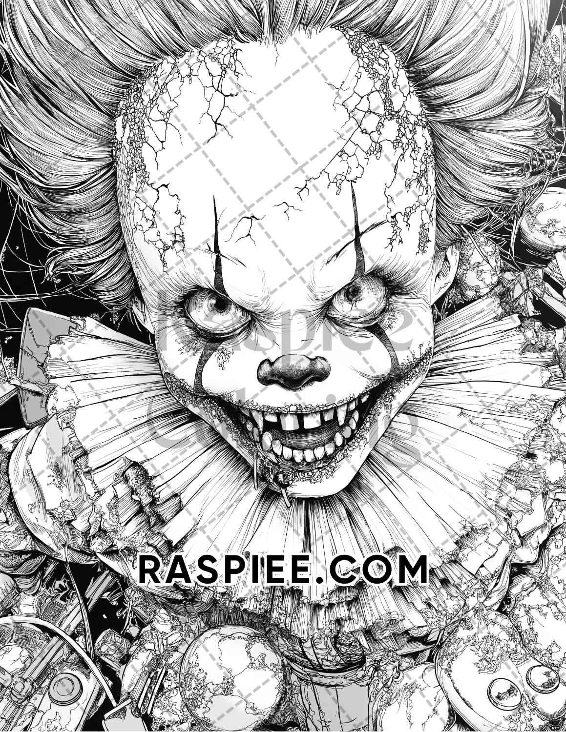 Haunted Dolls Halloween Horror Adult Coloring Pages Printable PDF Instant Download