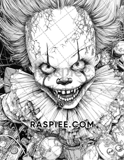 Haunted Dolls Halloween Horror Adult Coloring Pages Printable PDF Instant Download