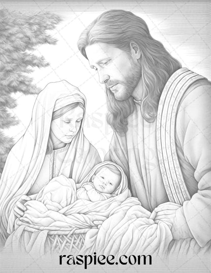 90 Merry Christmas Grayscale Coloring Pages Printable for Adults, PDF File Instant Download