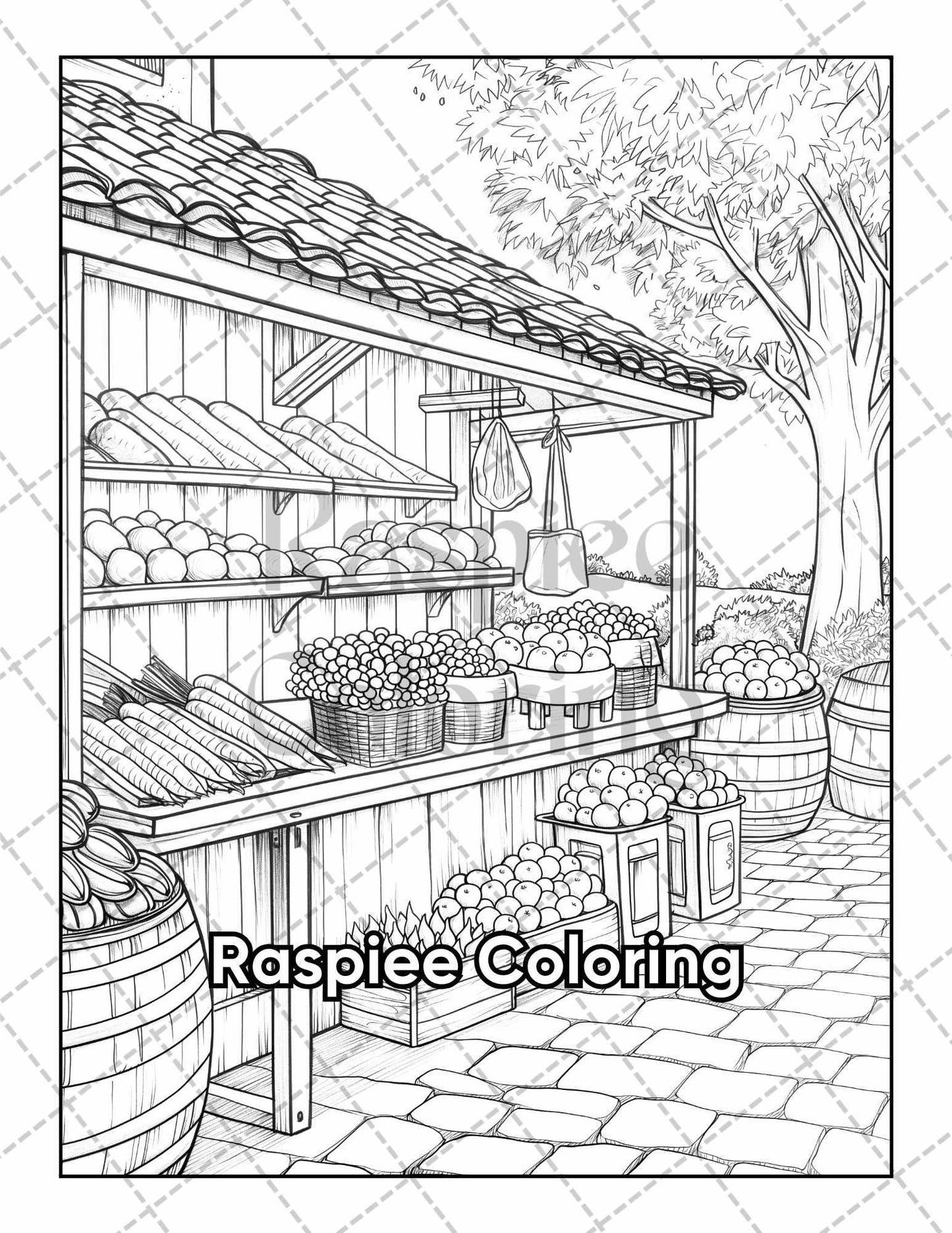 50 Country Farm Scenes Adult Coloring Pages Printable PDF Instant Download