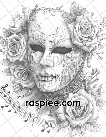 66 Intricate Gothic Tattoos Grayscale Adult Coloring Pages, Printable PDF Instant Download