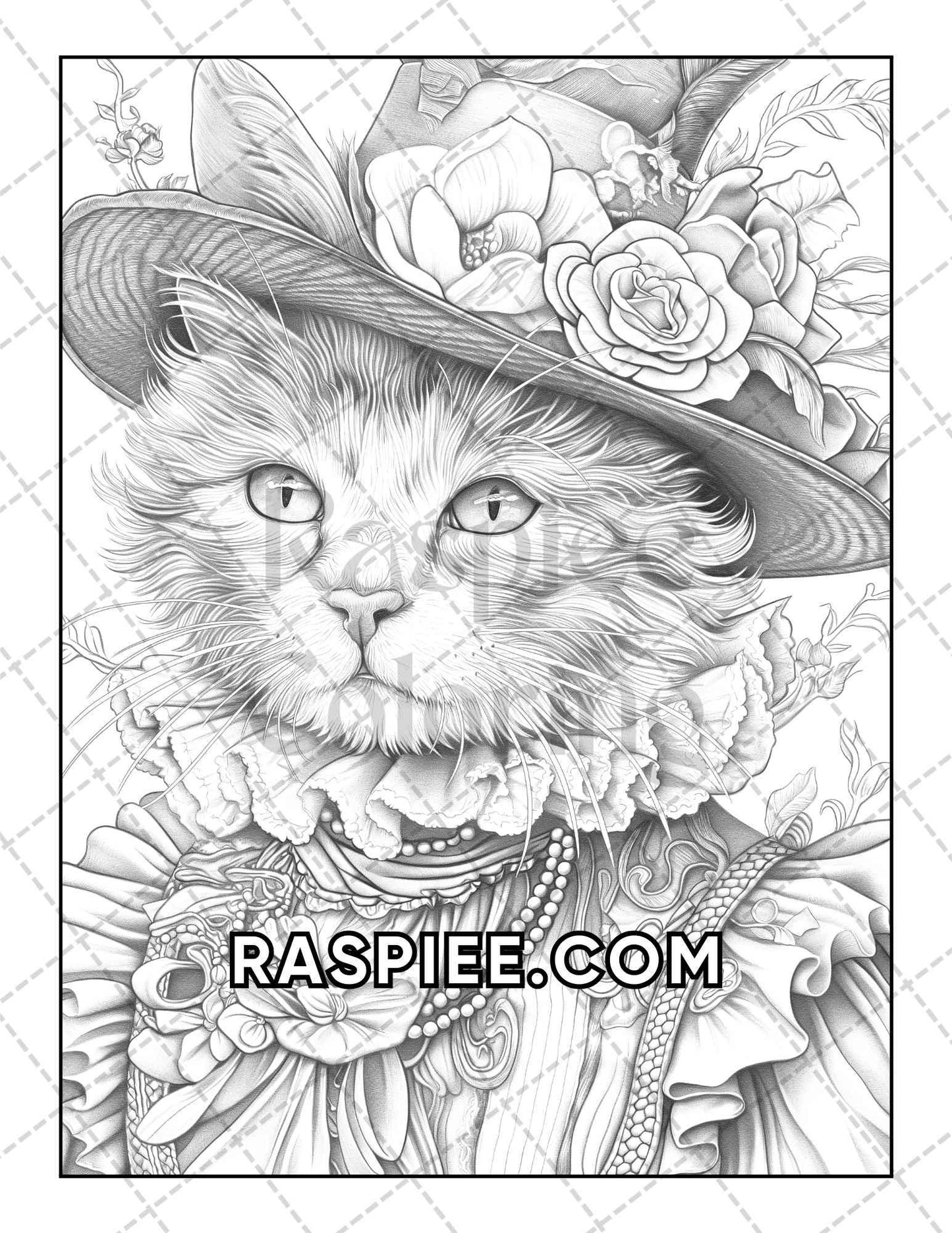 60 Cats Dressed Up Adult Coloring Pages Printable PDF Instant Download