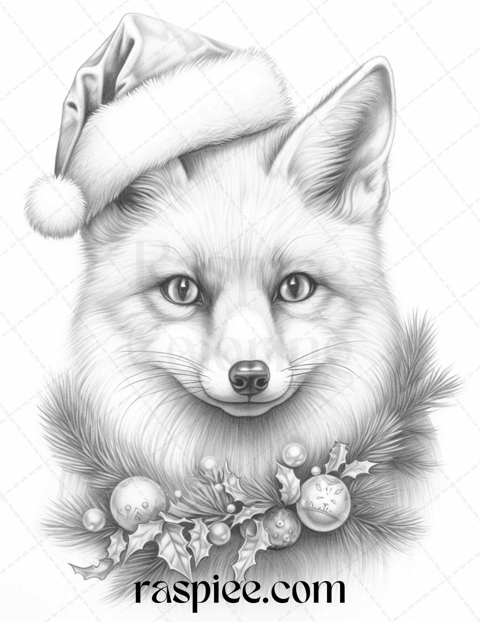 70 Christmas Animals Grayscale Coloring Pages Printable for Adults, PDF File Instant Download