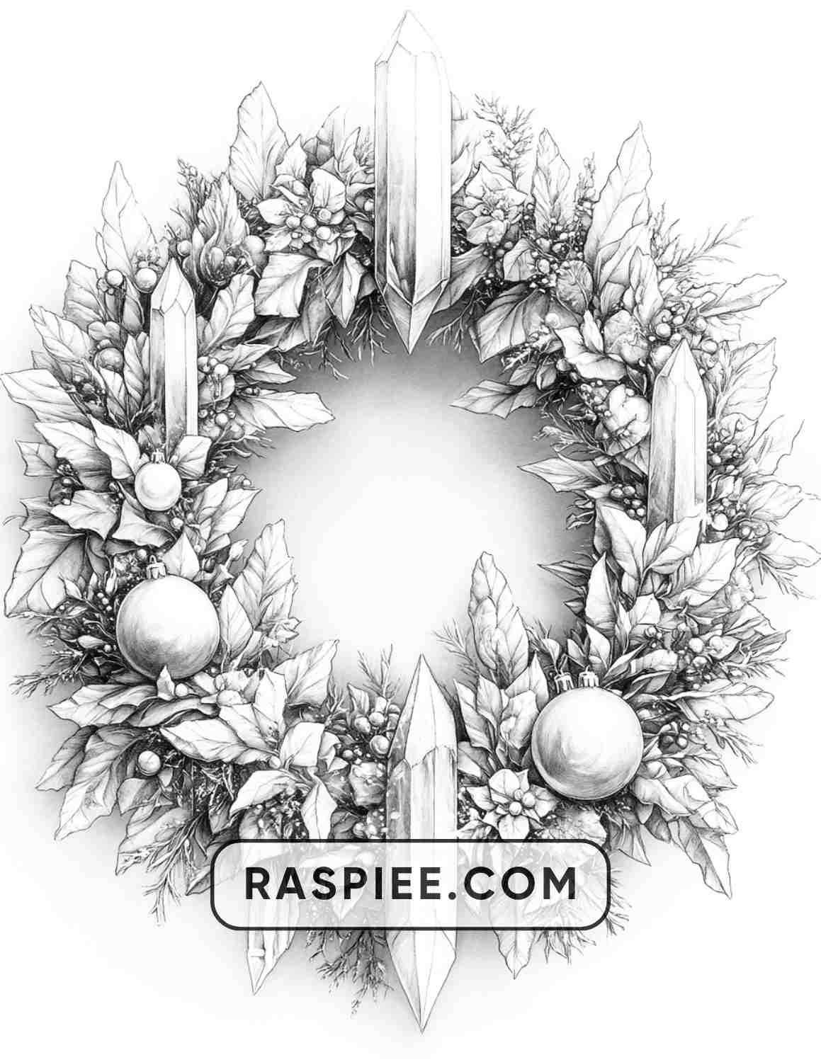 72 Christmas Wreaths Adult Coloring Pages