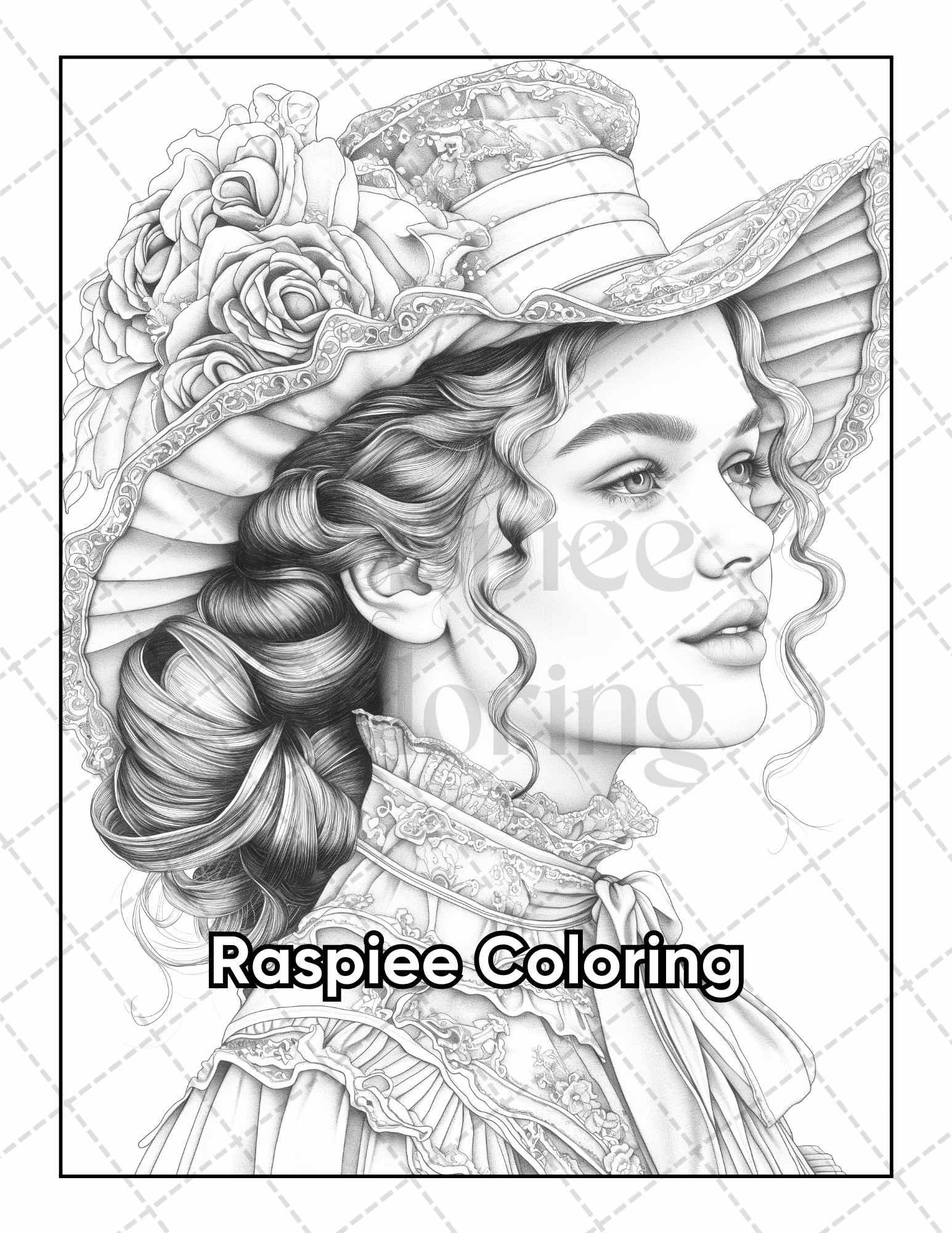 50 Victorian Portrait Adult Coloring Pages Printable PDF Instant Download