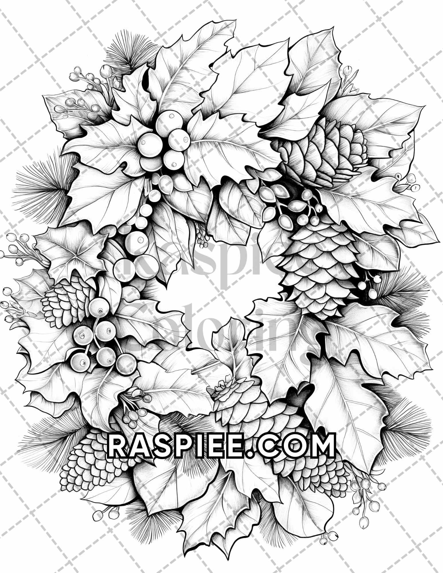 60 Relaxing Autumn Grayscale Adult Coloring Pages Printable PDF Instant Download