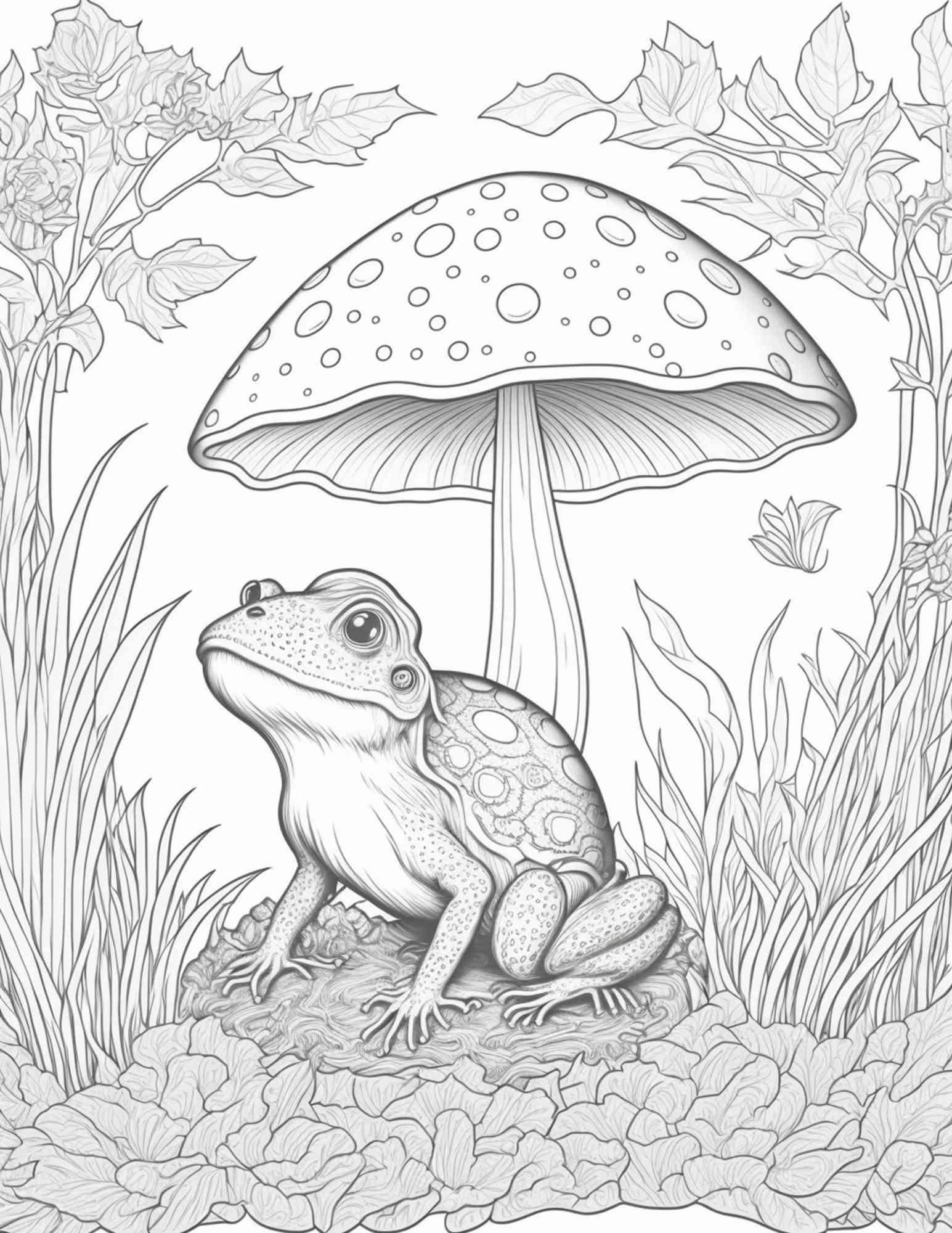100 Mushroom Forest Coloring Pages Printable for Adults and Kids, Grayscale Coloring Book, Printable PDF File Instant Download