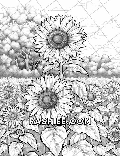 60 Relaxing Autumn Grayscale Adult Coloring Pages Printable PDF Instant Download