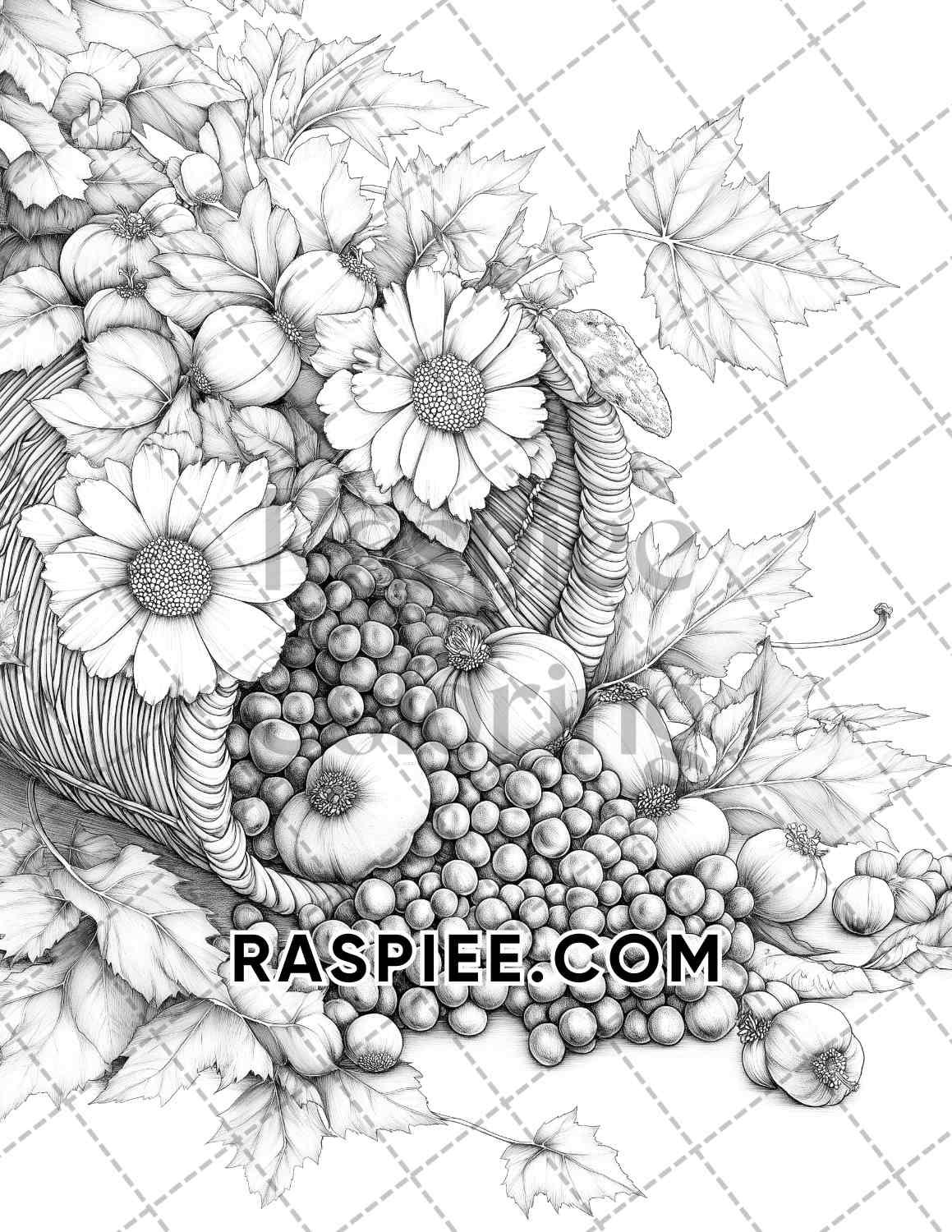 Fall Flowers Adult Coloring Pages Printable PDF Instant Download