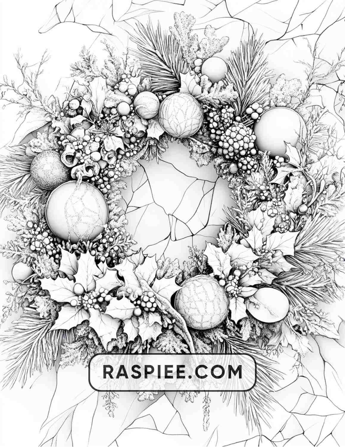 72 Christmas Wreaths Adult Coloring Pages