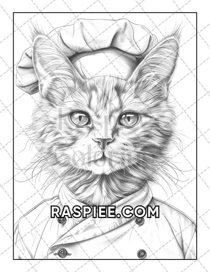 60 Cats Dressed Up Adult Coloring Pages Printable PDF Instant Download