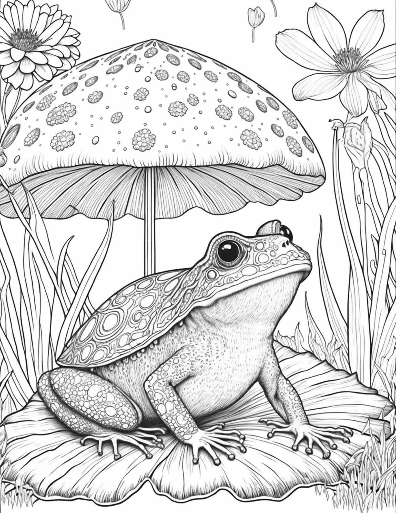 100 Mushroom Forest Coloring Pages Printable for Adults and Kids, Grayscale Coloring Book, Printable PDF File Instant Download