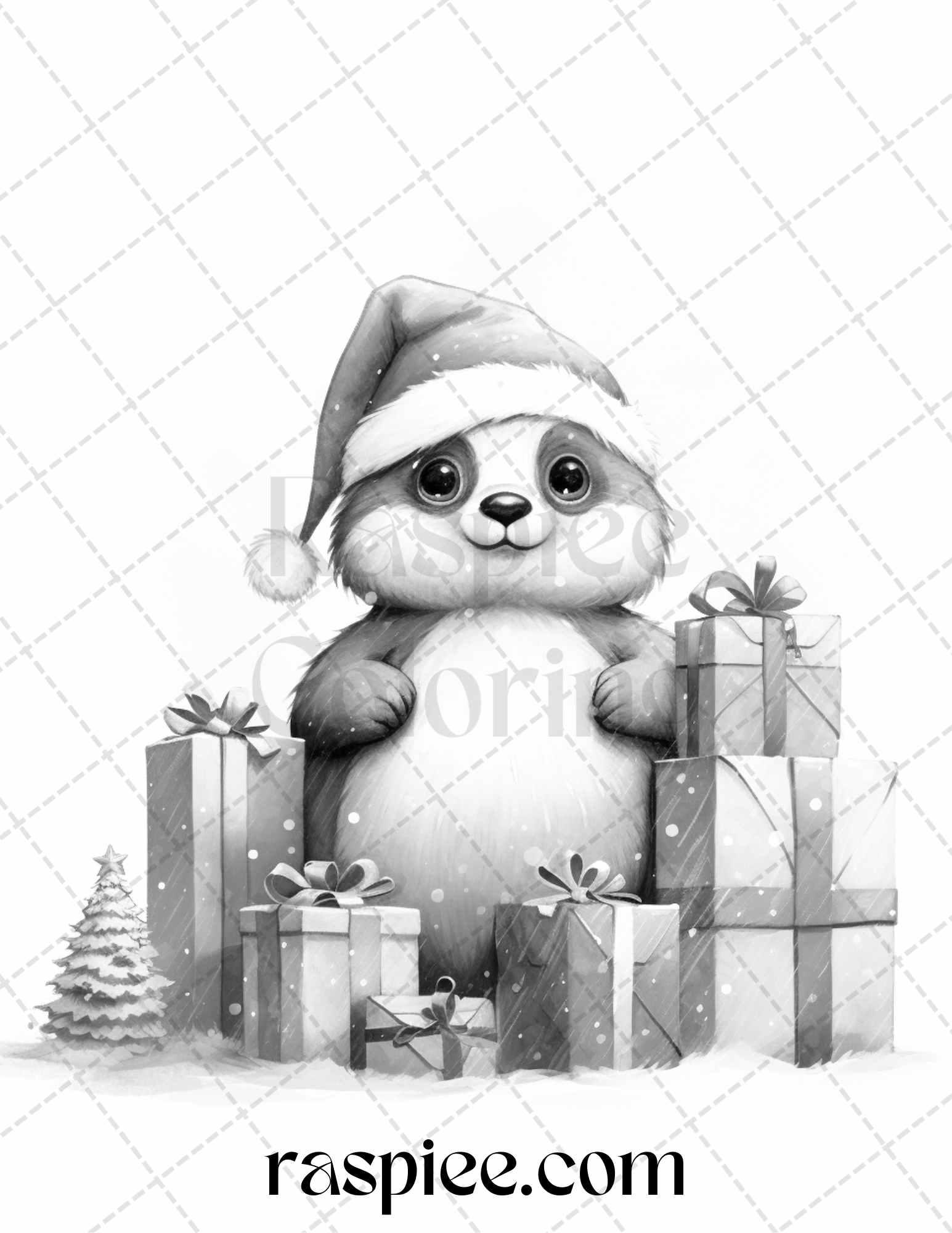 70 Christmas Critters Grayscale Coloring Pages Printable for Adults and Kids, PDF File Instant Download