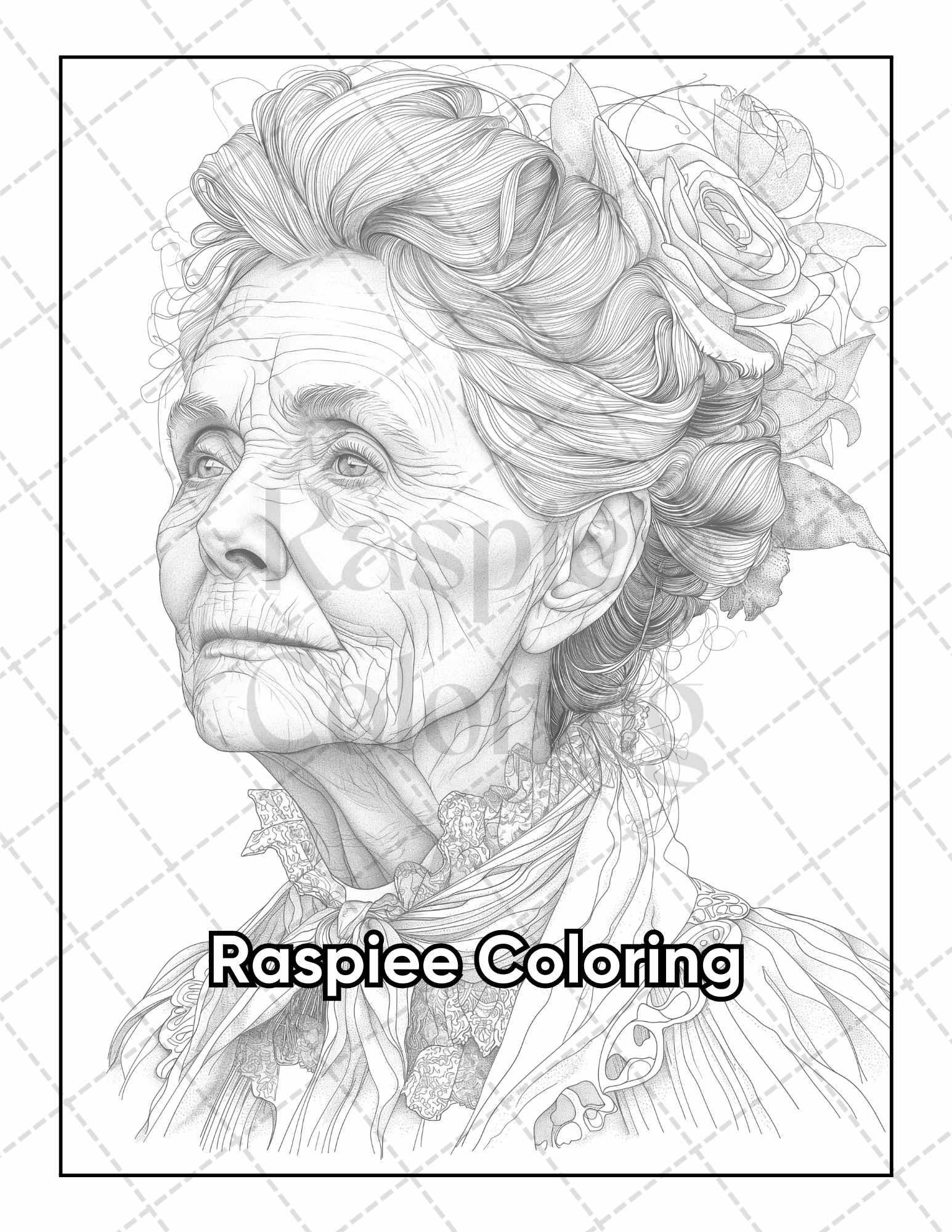 50 Victorian Portrait Adult Coloring Pages Printable PDF Instant Download