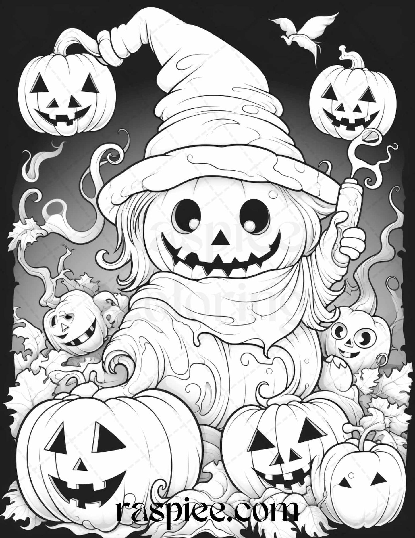 50 Halloween Cute Ghosts Grayscale Coloring Printable for Adults Kids, PDF File Instant Download