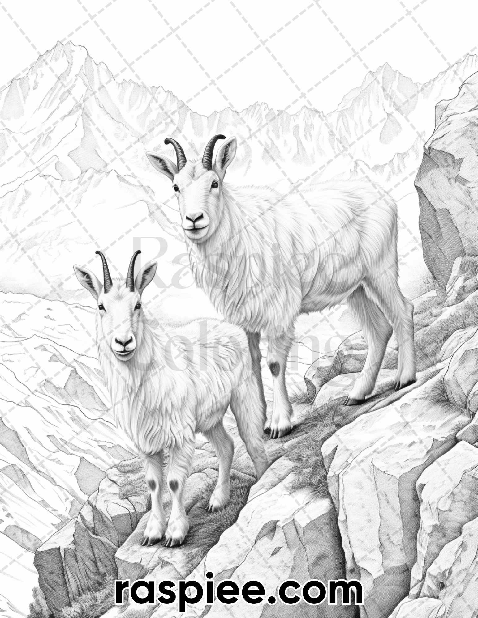 55 Winter Wildlife Grayscale Coloring Pages for Adults, Printable PDF Instant Download