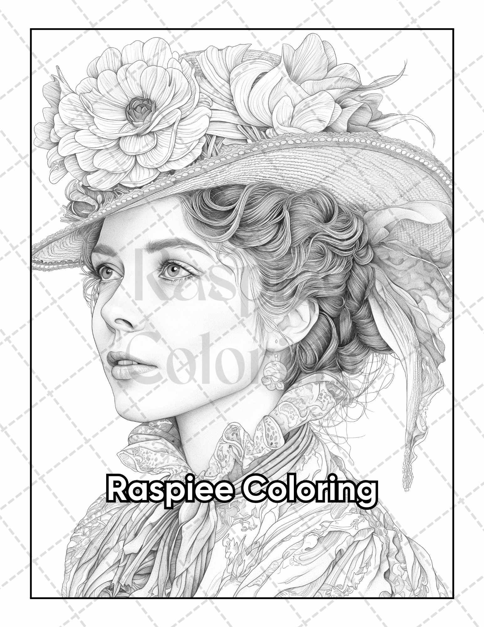50 Victorian Portrait Adult Coloring Pages Printable PDF Instant Download