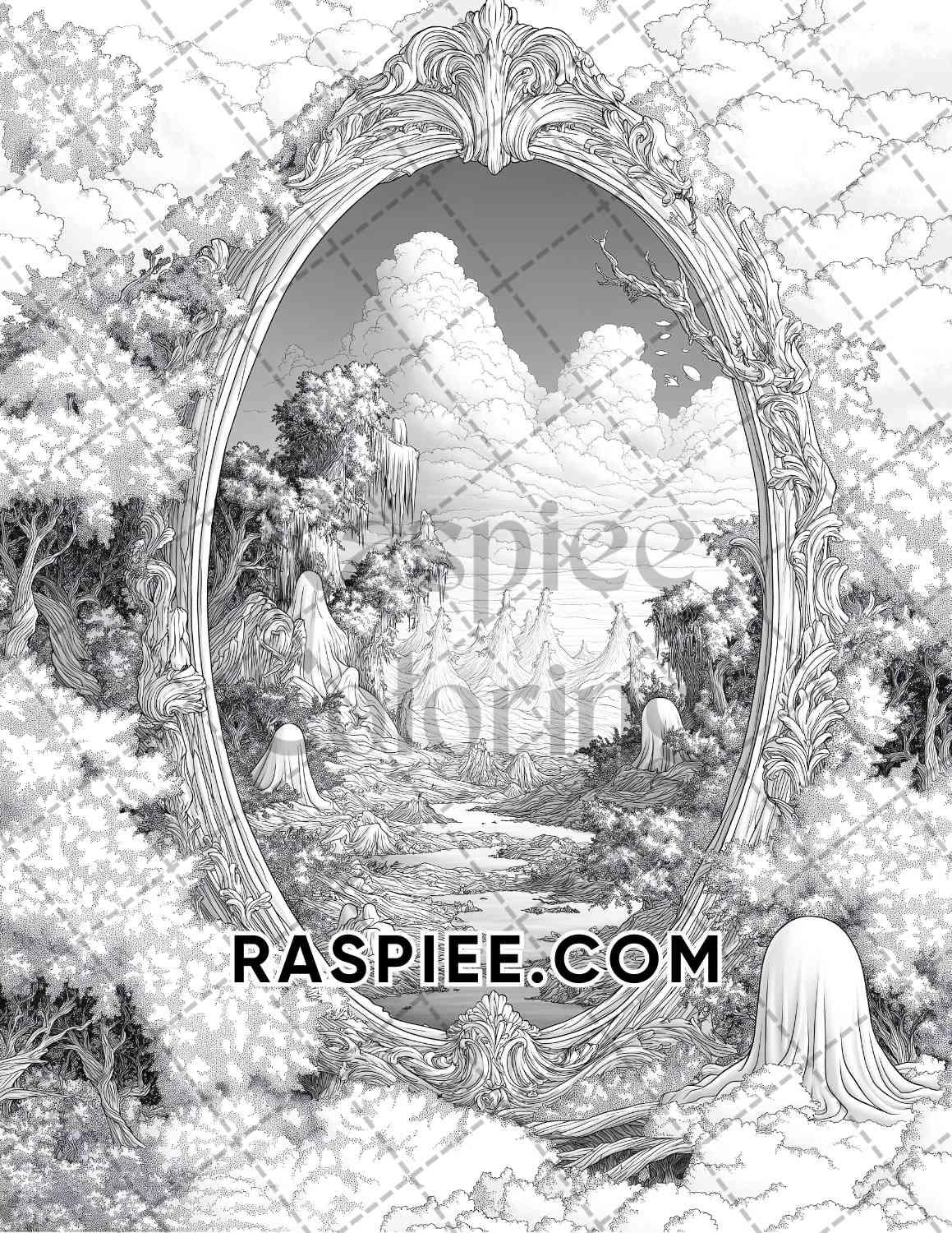 Halloween Surreal Adult Coloring Pages Printable PDF Instant Download