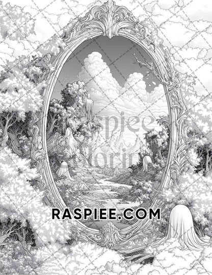 Halloween Surreal Adult Coloring Pages Printable PDF Instant Download