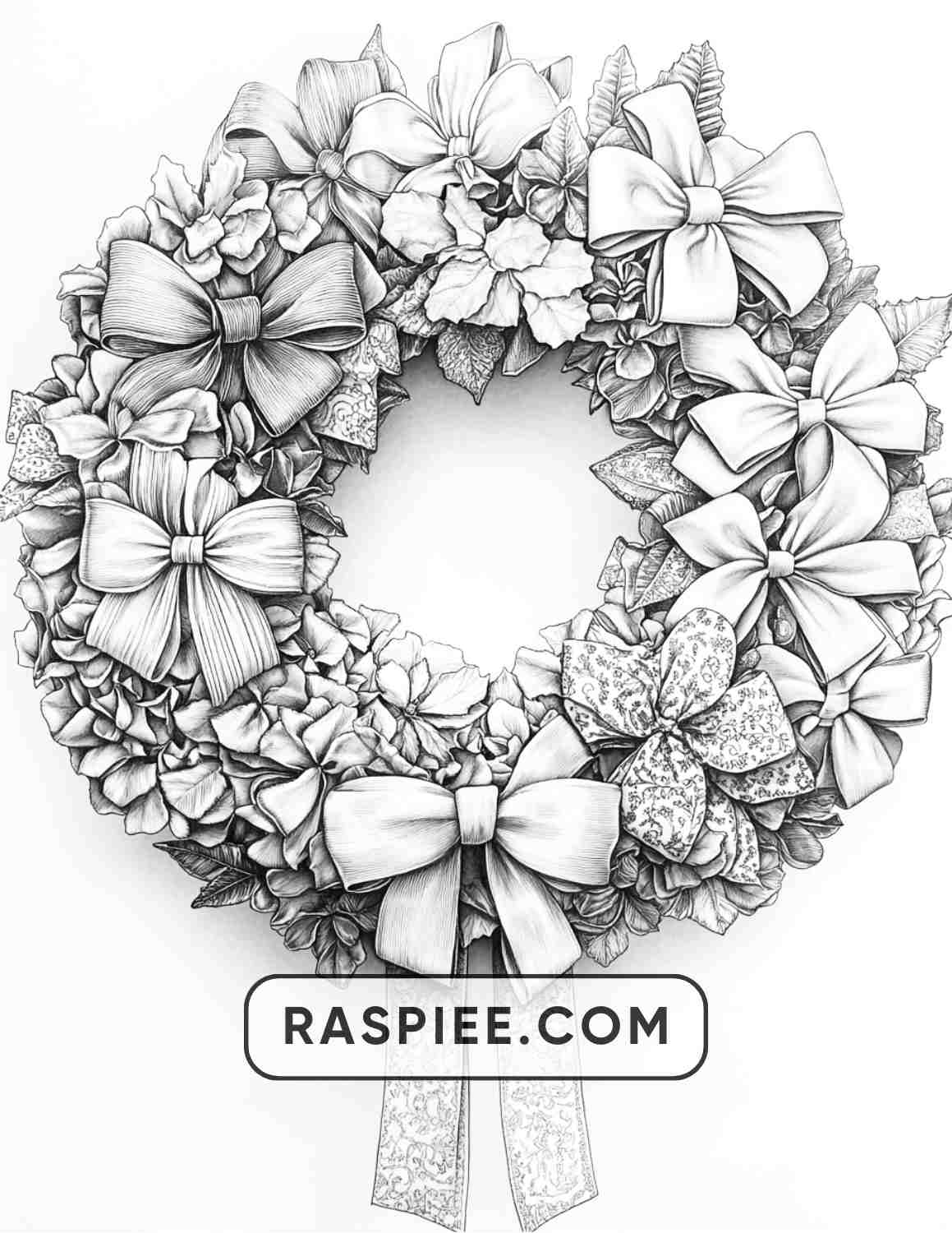 72 Christmas Wreaths Adult Coloring Pages