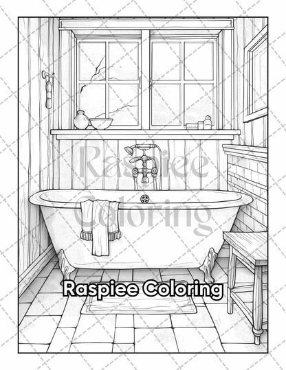 50 Country Farm Scenes Adult Coloring Pages Printable PDF Instant Download