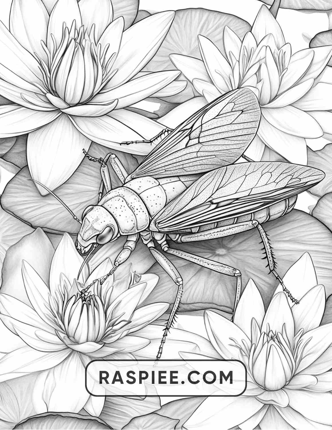 Insects and Flowers Adult Coloring Pages