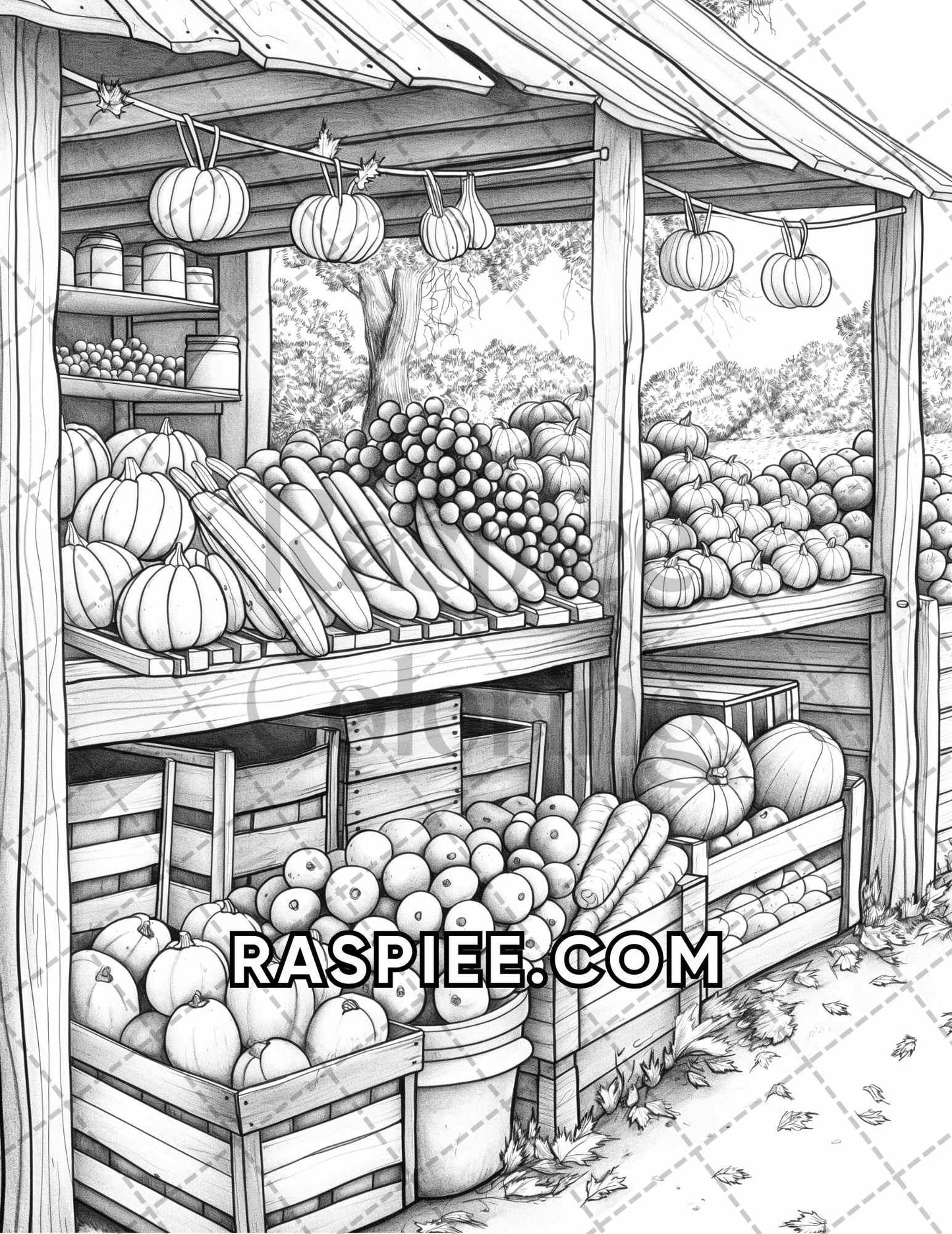 60 Relaxing Autumn Grayscale Adult Coloring Pages Printable PDF Instant Download