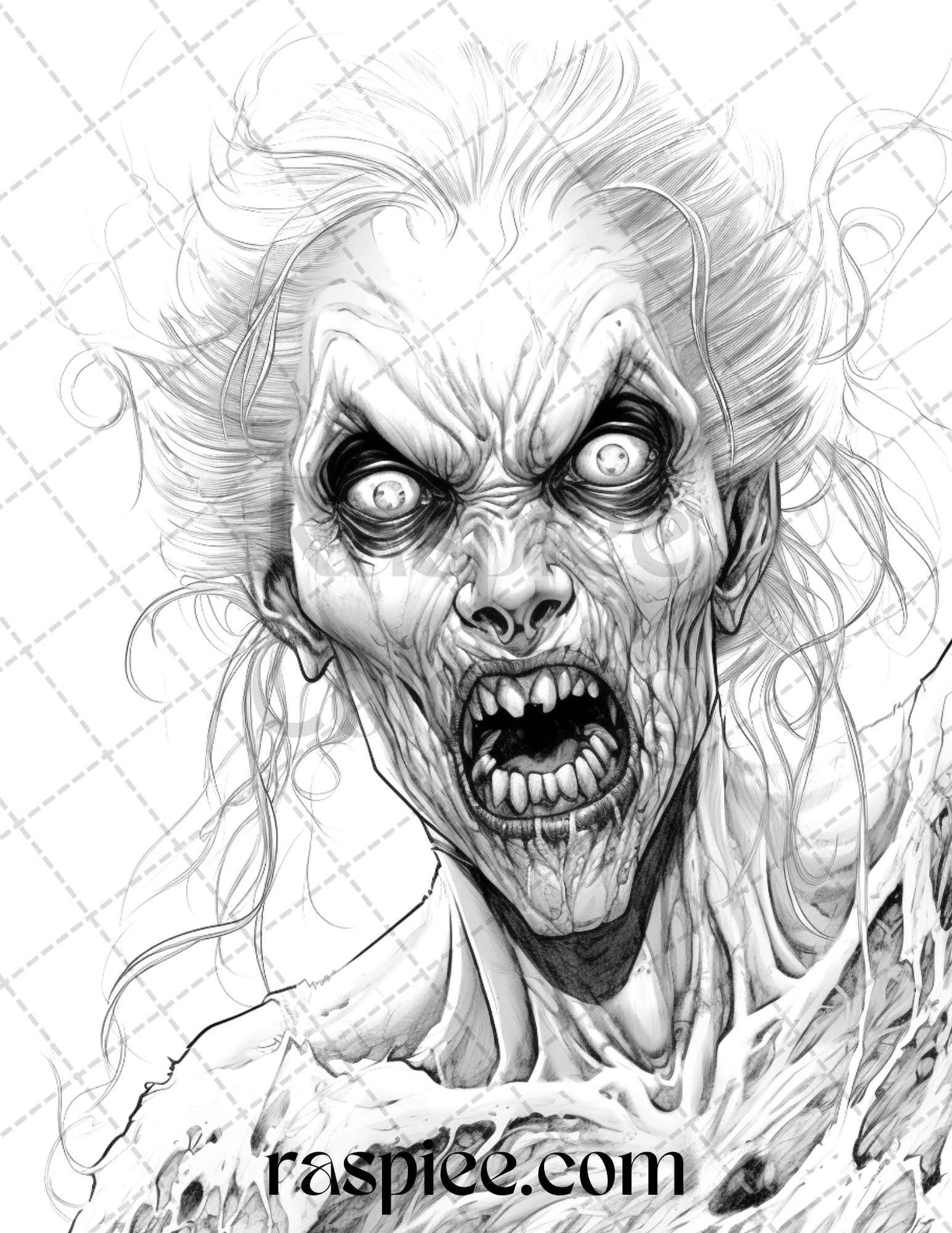 60 Halloween Vampire Grayscale Coloring Pages Printable for Adults, PDF File Instant Download