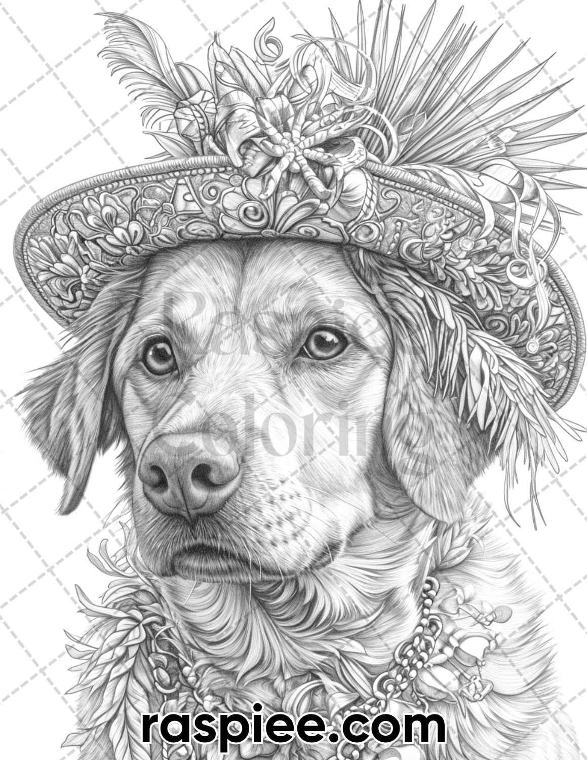90 Mardi Gras Animals Grayscale Adult Coloring Pages, Printable PDF Instant Download