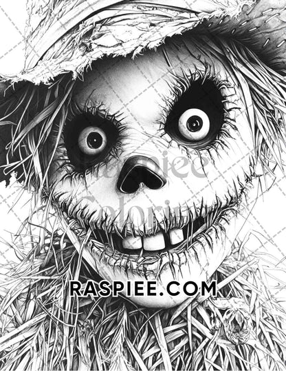Horror Demons Halloween Adult Coloring Pages Printable PDF Instant Download