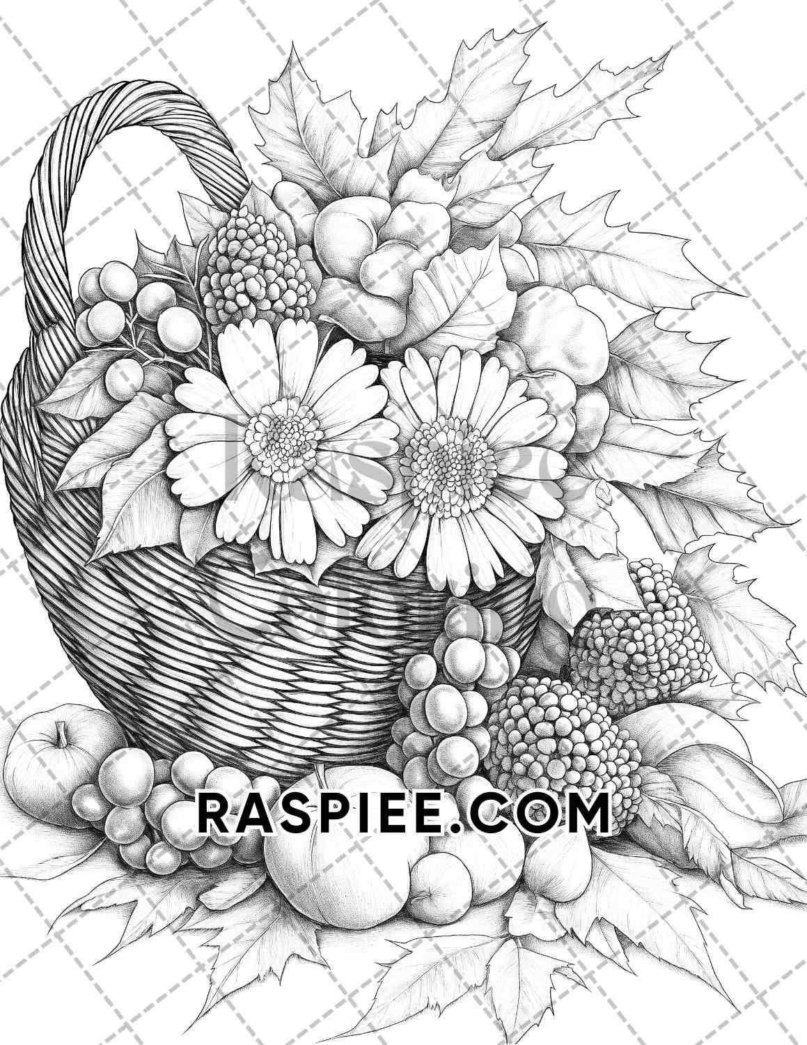 Fall Flowers Adult Coloring Pages Printable PDF Instant Download