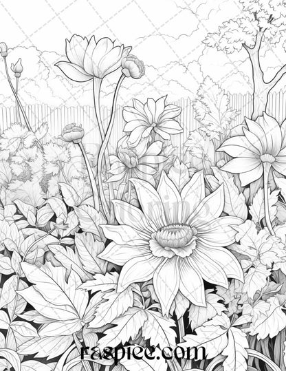 Autumn Vibes Grayscale Coloring Pages Printable for Adults, PDF File Instant Download