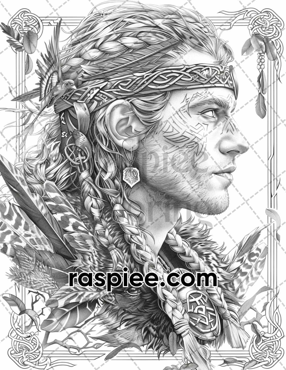 87 Viking Tattoos Grayscale Adult Coloring Pages Printable PDF Instant Download