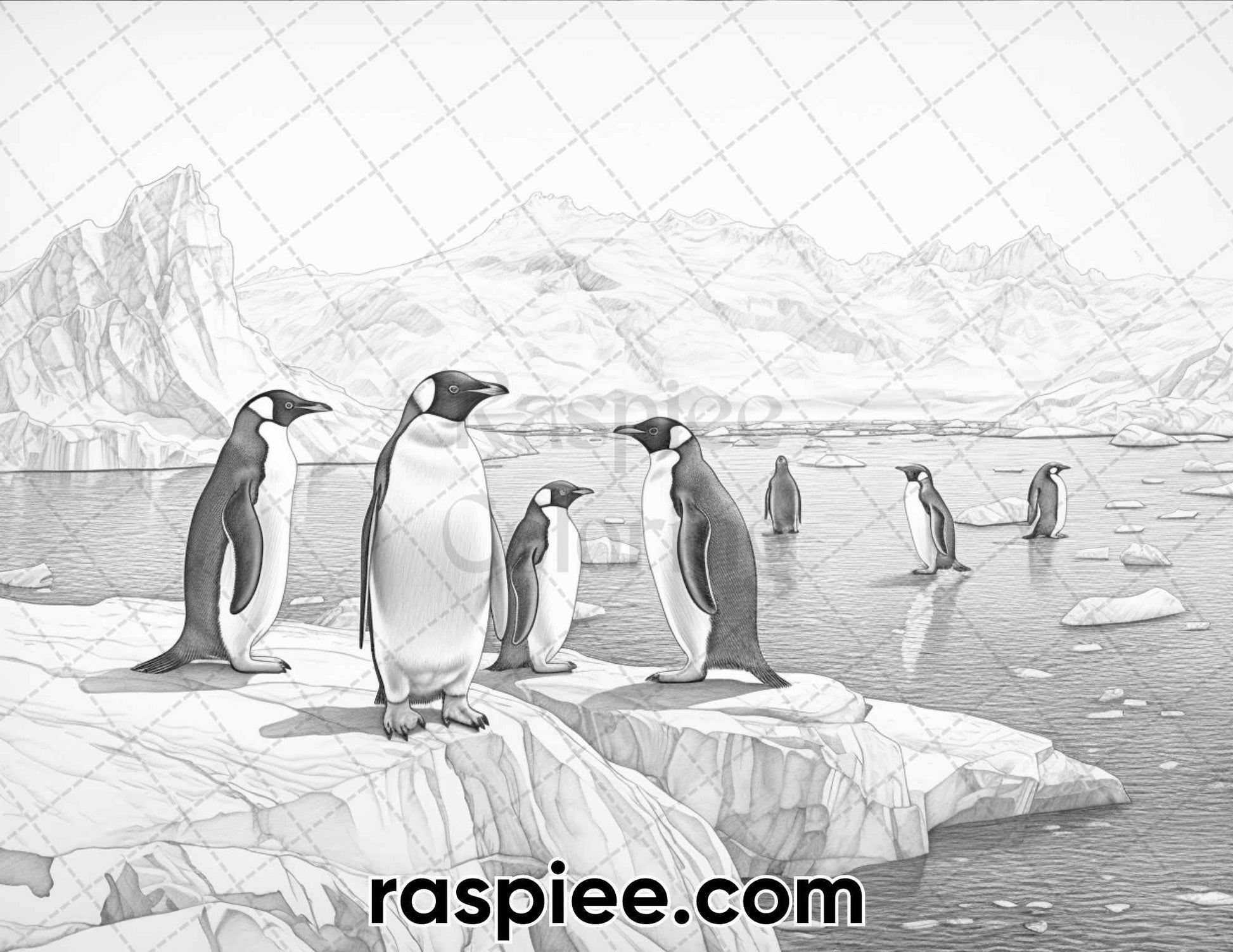 60 Enchanting Winter Landscapes Grayscale Coloring Pages for Adults, Instant PDF Download