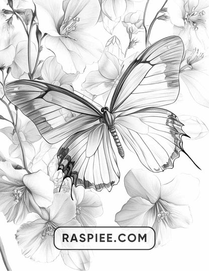 Insects and Flowers Adult Coloring Pages